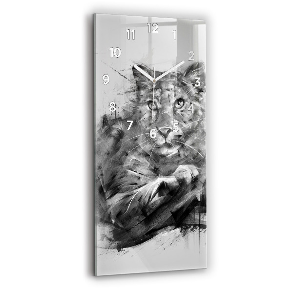 Vertical wall clock Painted lion