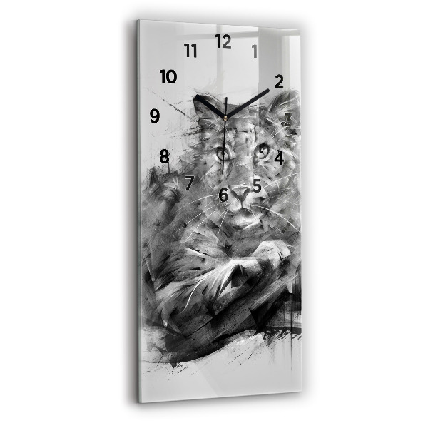 Vertical wall clock Painted lion