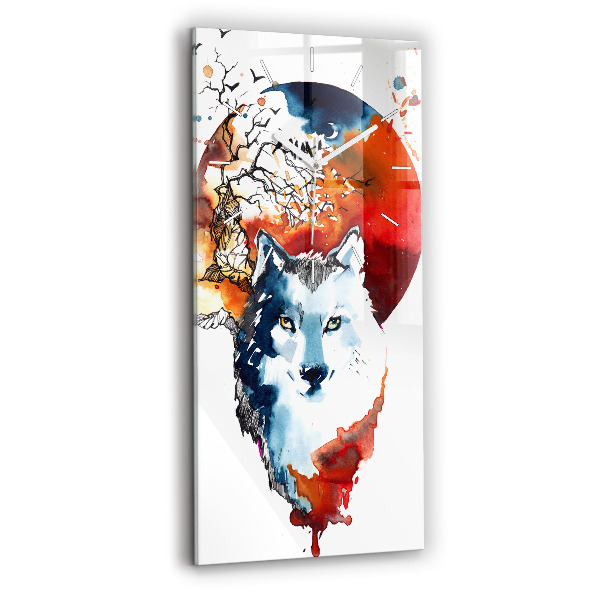 Vertical wall clock The Wolf and the Full Moon