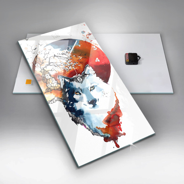 Vertical wall clock The Wolf and the Full Moon