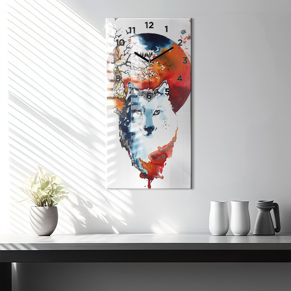 Vertical wall clock The Wolf and the Full Moon