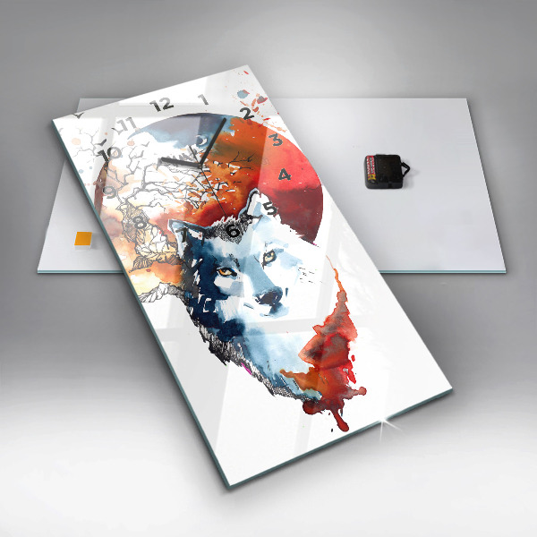 Vertical wall clock The Wolf and the Full Moon