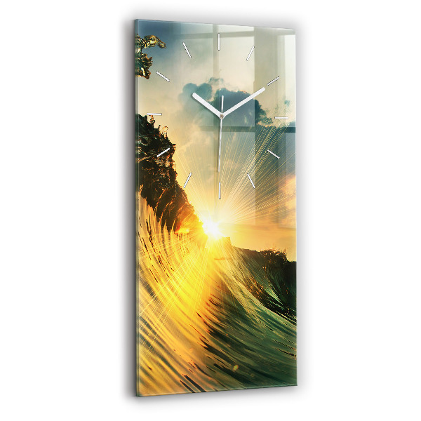 Vertical wall clock Waves Sunset Perspective