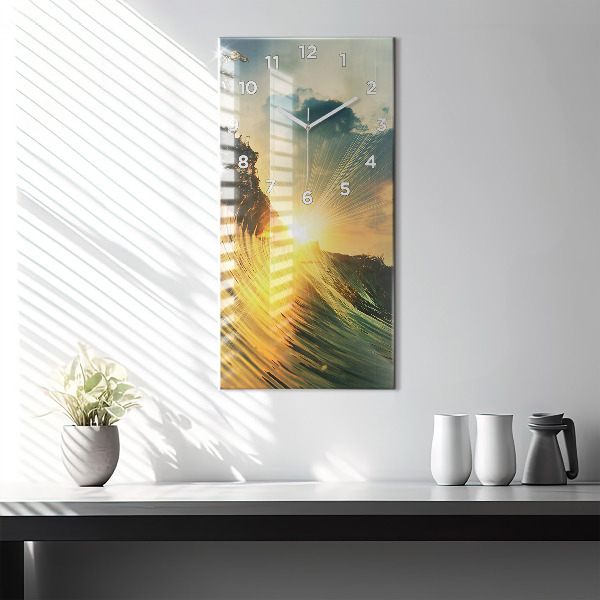 Vertical wall clock Waves Sunset Perspective