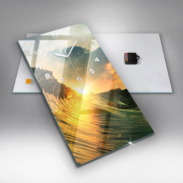 Vertical wall clock Waves Sunset Perspective