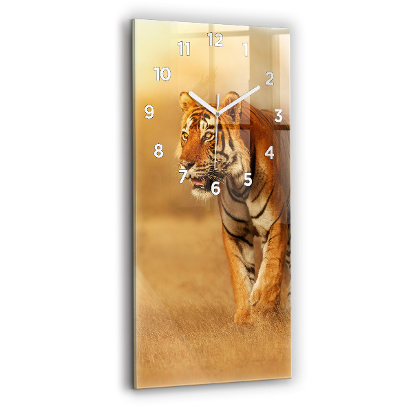 Vertical wall clock Hunting Tiger
