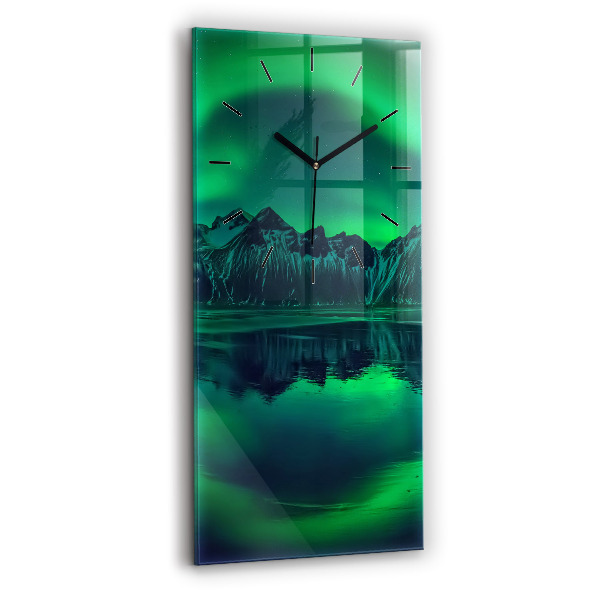 Vertical wall clock Northern lights