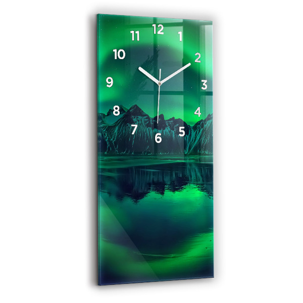Vertical wall clock Northern lights