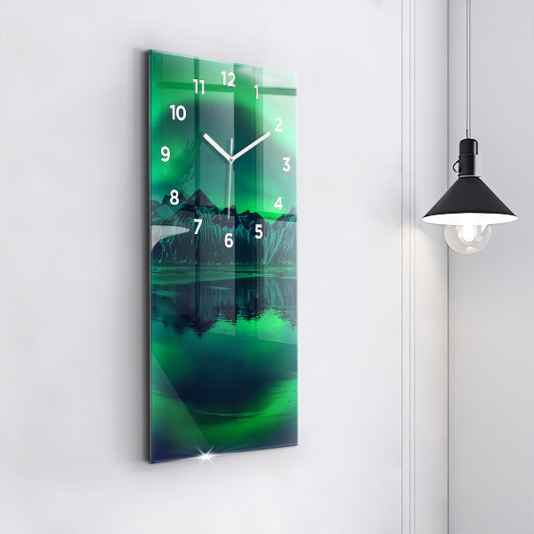 Vertical wall clock Northern lights