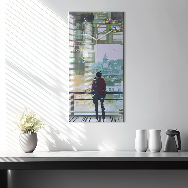 Vertical wall clock Cyberpunk