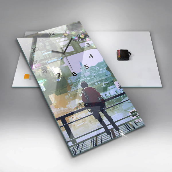 Vertical wall clock Cyberpunk