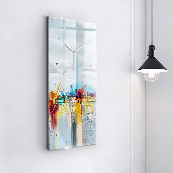Vertical wall clock Abstract oil landscape