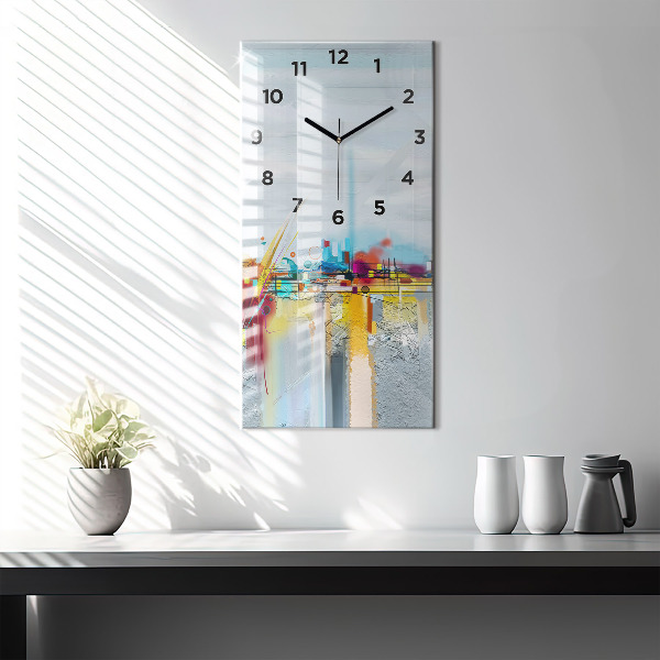 Vertical wall clock Abstract oil landscape
