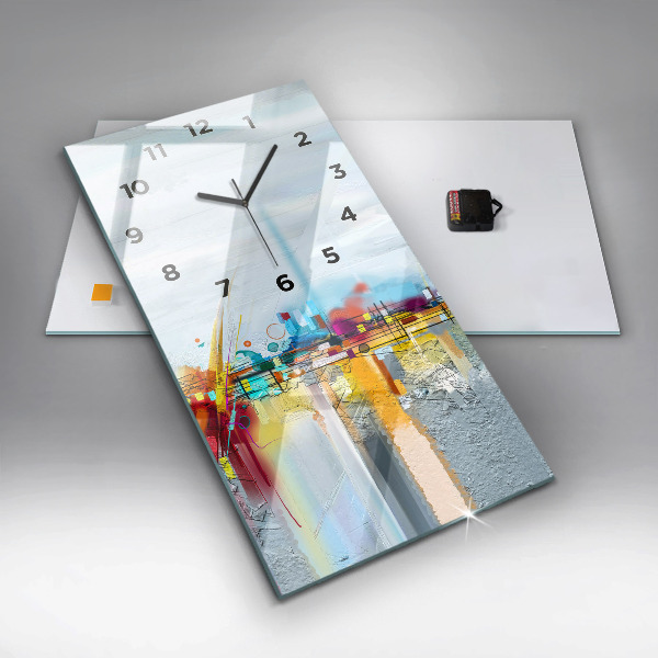 Vertical wall clock Abstract oil landscape