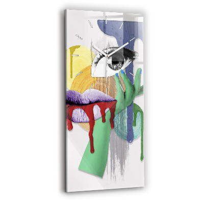 Vertical wall clock Surrealist collage