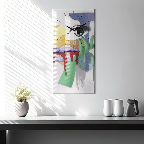 Vertical wall clock Surrealist collage