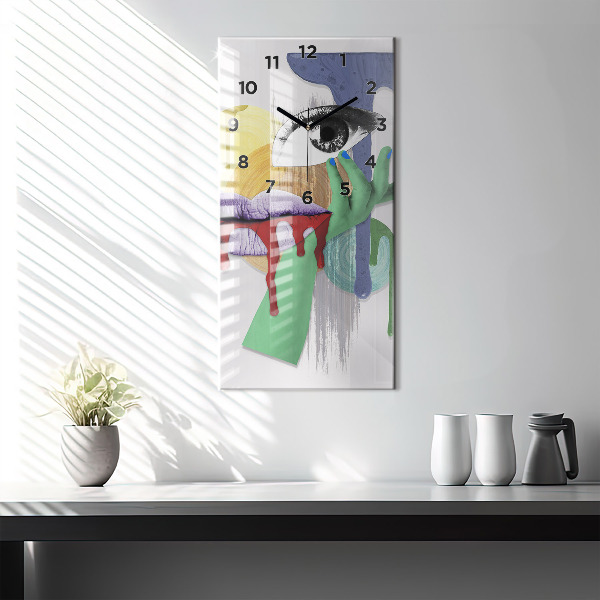 Vertical wall clock Surrealist collage