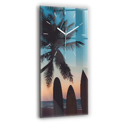 Vertical wall clock Surfing on the beach