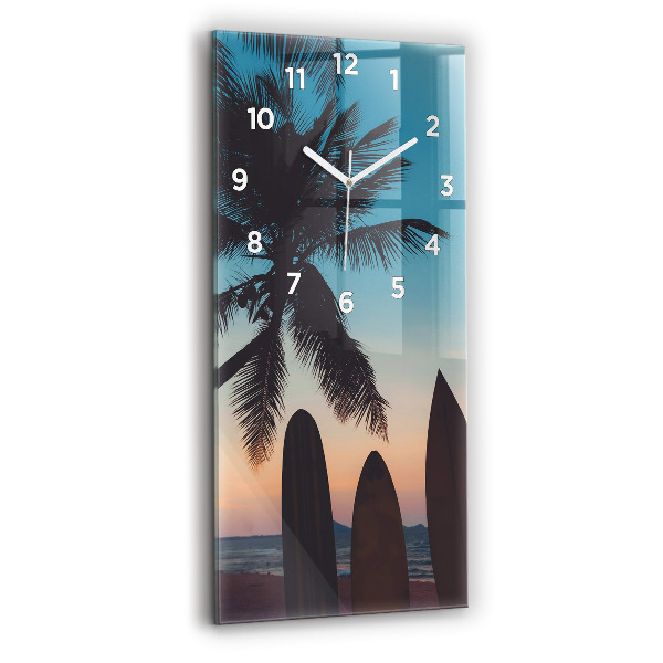 Vertical wall clock Surfing on the beach