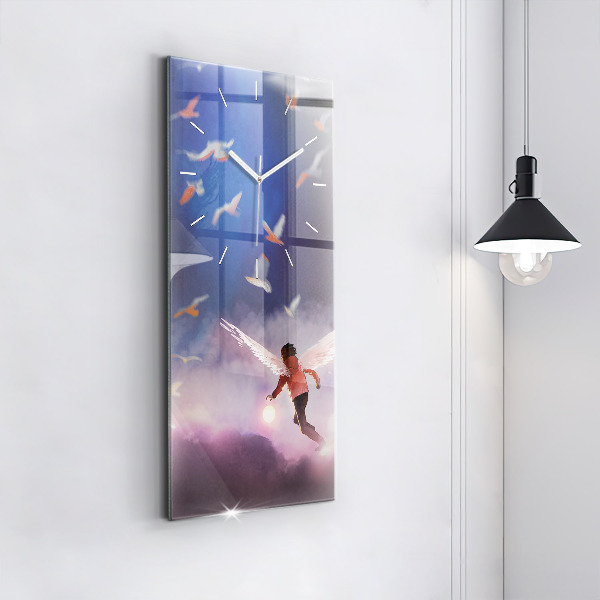 Vertical wall clock Boy with wings