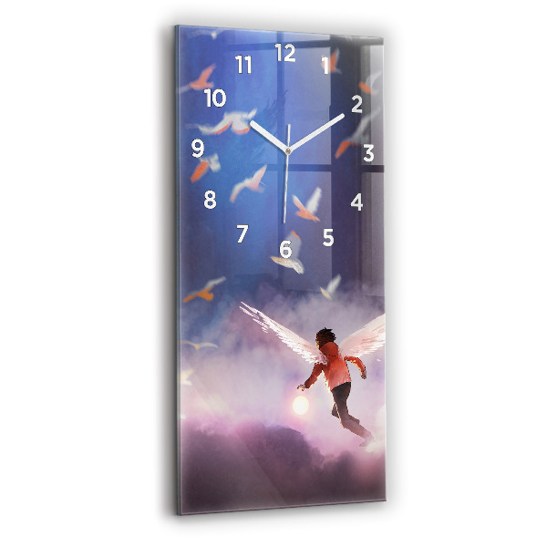 Vertical wall clock Boy with wings