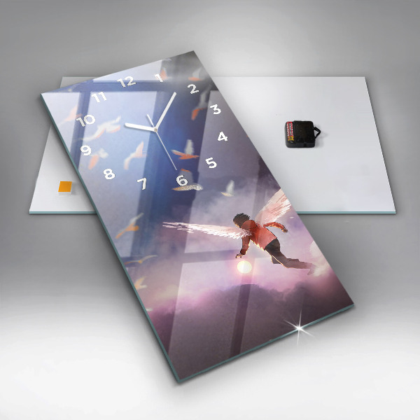 Vertical wall clock Boy with wings