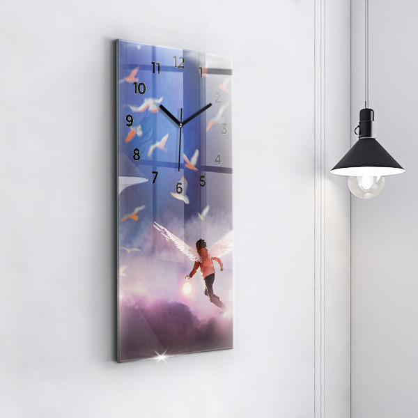 Vertical wall clock Boy with wings