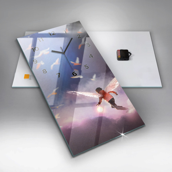 Vertical wall clock Boy with wings