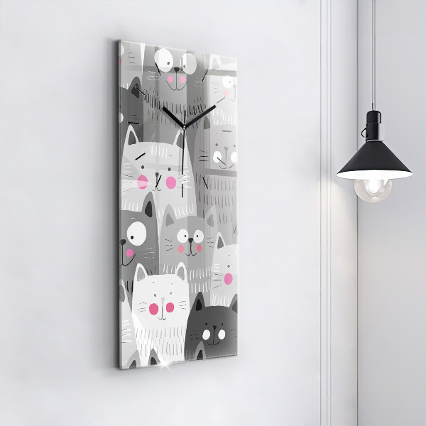 Vertical wall clock Pattern with cats