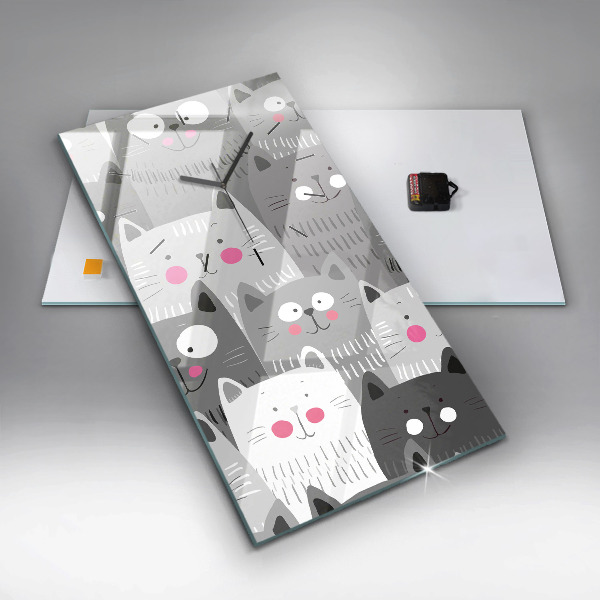 Vertical wall clock Pattern with cats