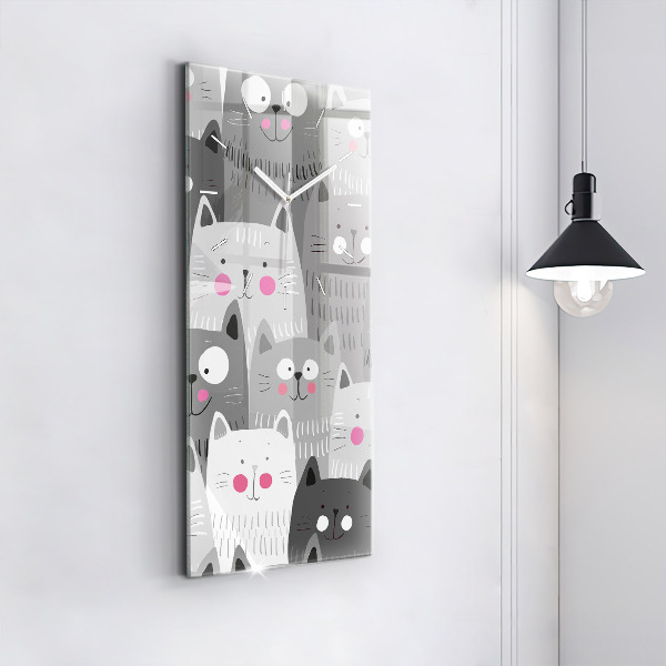 Vertical wall clock Pattern with cats