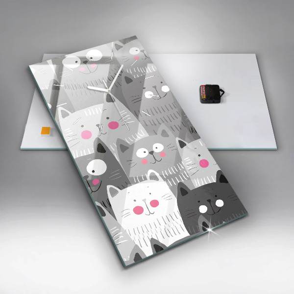 Vertical wall clock Pattern with cats