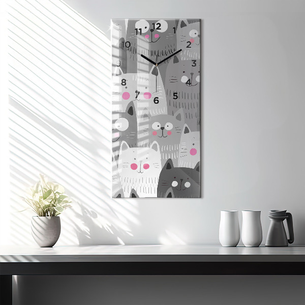Vertical wall clock Pattern with cats