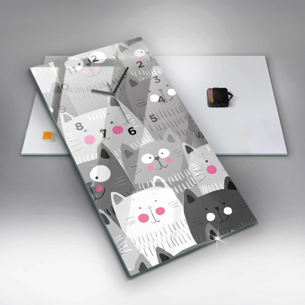 Vertical wall clock Pattern with cats