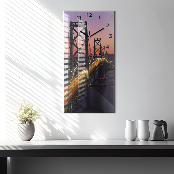 Vertical wall clock USA sunset