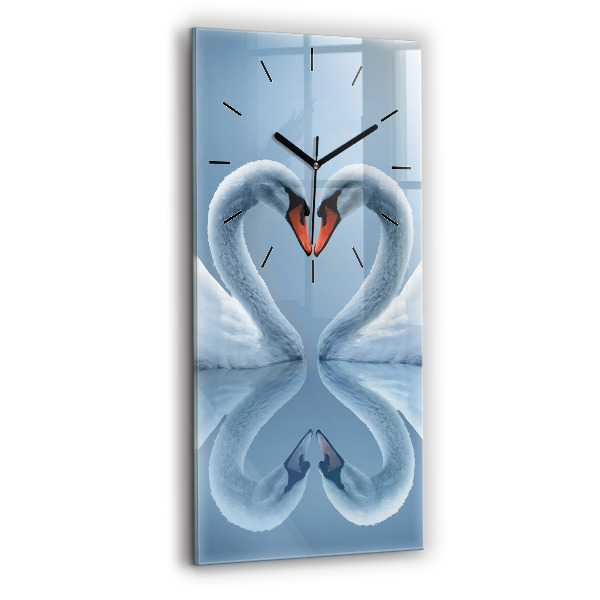 Vertical wall clock Swans in the heart