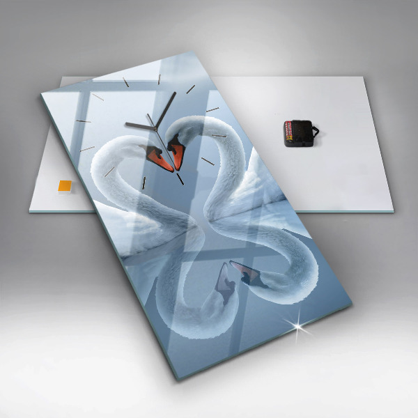 Vertical wall clock Swans in the heart