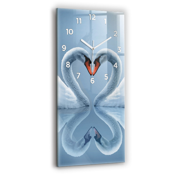 Vertical wall clock Swans in the heart