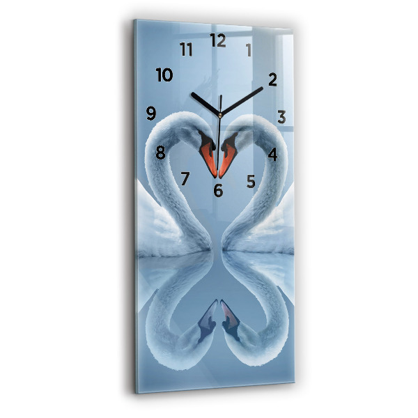 Vertical wall clock Swans in the heart