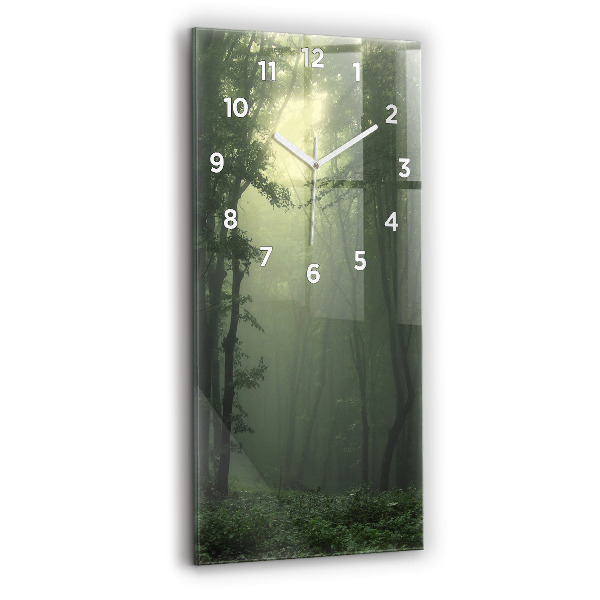 Vertical wall clock Misty forest in the morning