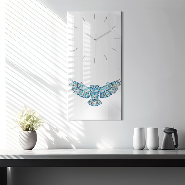 Vertical wall clock Owl in flight