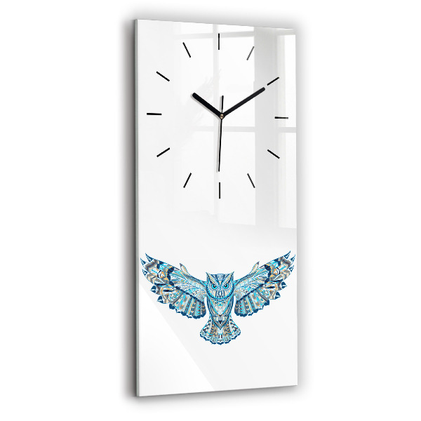 Vertical wall clock Owl in flight