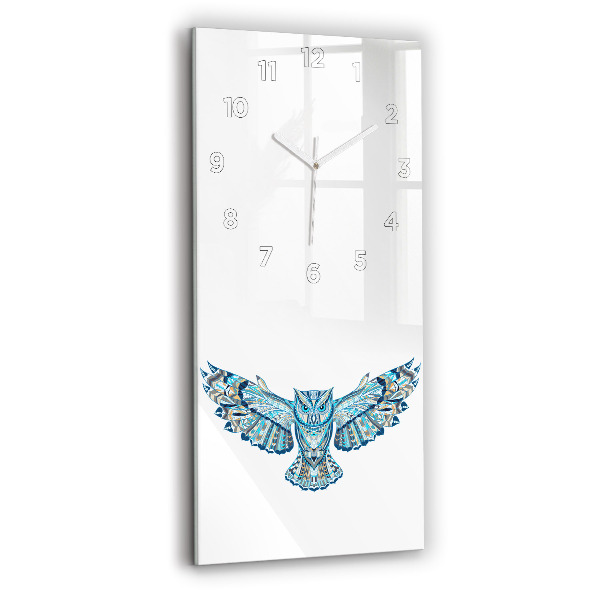 Vertical wall clock Owl in flight