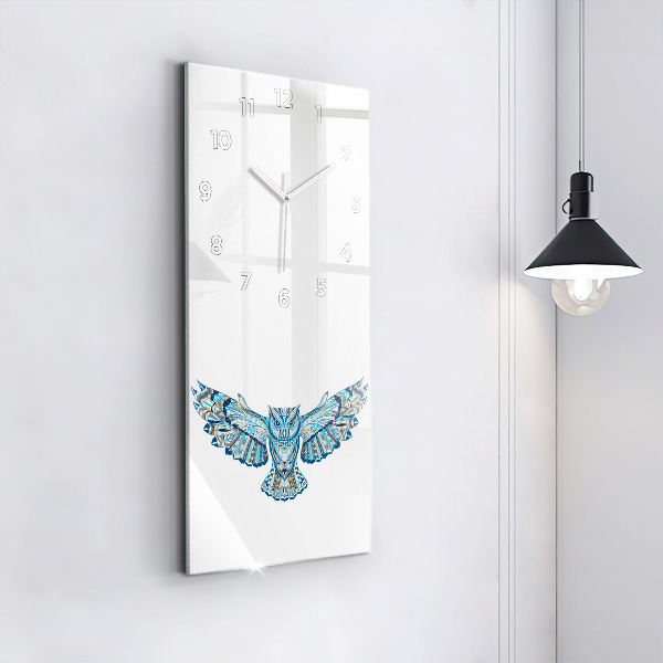 Vertical wall clock Owl in flight