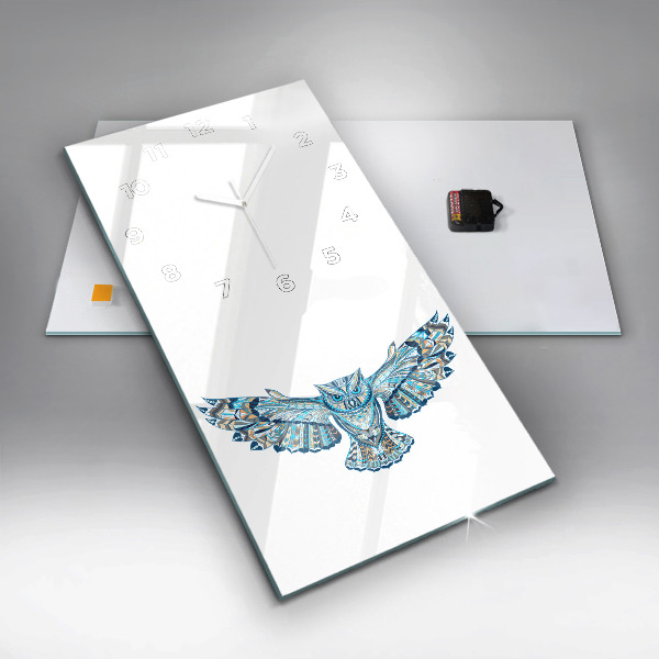 Vertical wall clock Owl in flight