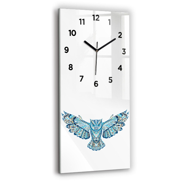 Vertical wall clock Owl in flight
