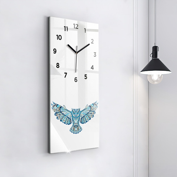 Vertical wall clock Owl in flight