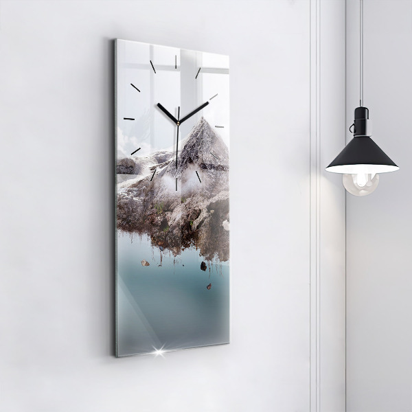Vertical wall clock Flying Island and Waterfall