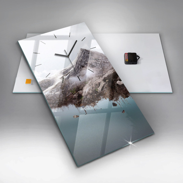 Vertical wall clock Flying Island and Waterfall