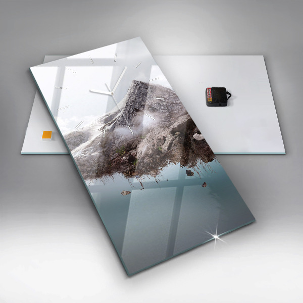 Vertical wall clock Flying Island and Waterfall